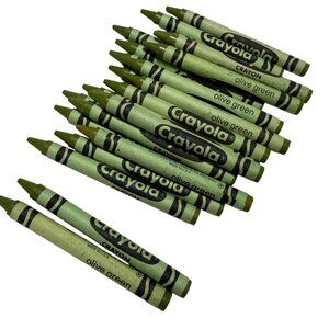 Vintage Hard to Find Crayola Olive Green Crayons Pack Of 24  Wax Art Supplies